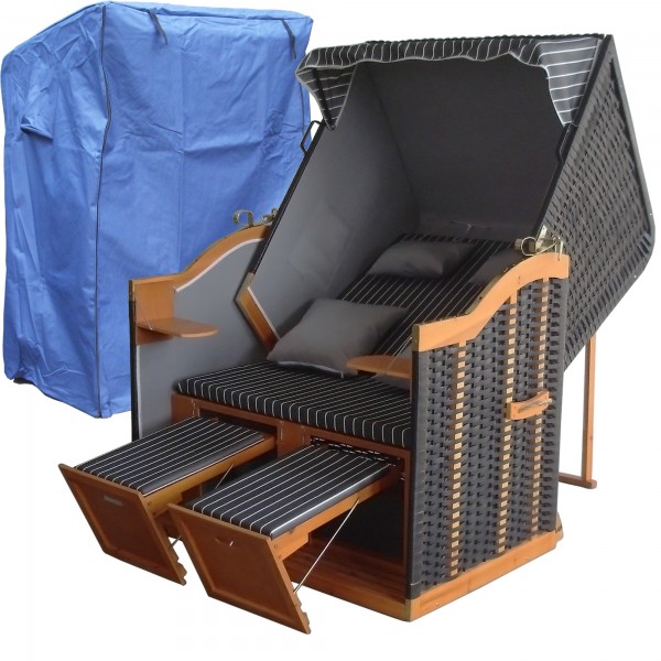 Strandkorb Anthrazit ✔ 2-Sitzer ✔ XL ✔ anthrazit ✔ PE-Rattan