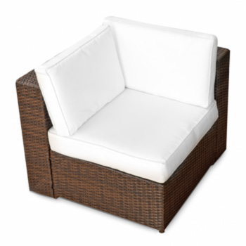XINRO Polyrattan Eck Lounge Sessel braun (erweiterbares Element)