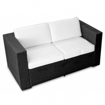 XINRO Polyrattan Lounge Sofa schwarz (erweiterbares Element)
